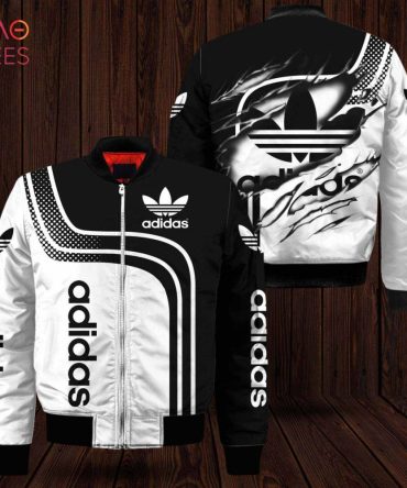 The Best Adidas Luxury Brand Printing 3D Black White Bomber Jacket Limited Edition