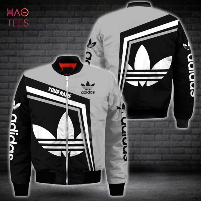 Customizable Adidas Black & White Bomber Jacket - Stylish Streetwear For All Seasons