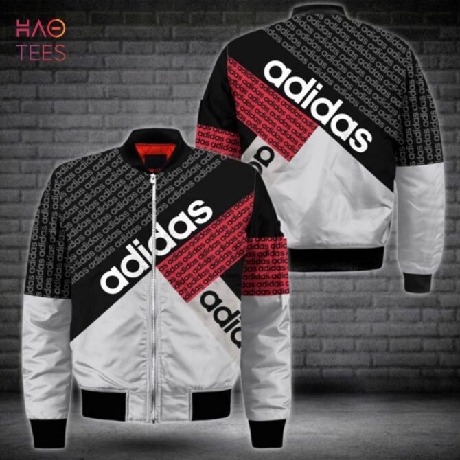 The Best Adidas Red Grey Black Luxury Brand Bomber Jacket Limited Edition - Image 2