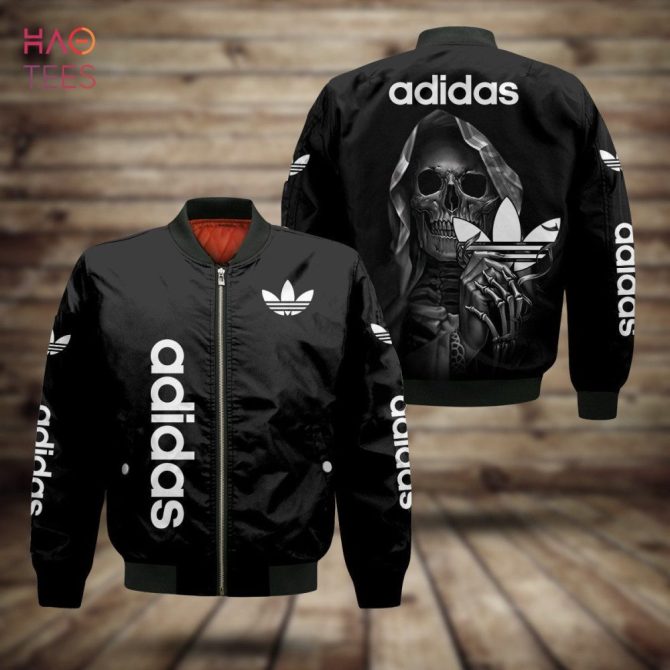 Trendding Adidas Full Black Mix Skull 3D Luxury Brand Bomber Jacket Pod Design