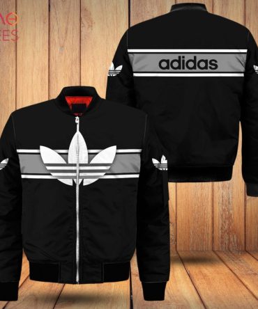 New Adidas Black Mix Grey Luxury Brand Bomber Jacket Limited Edition