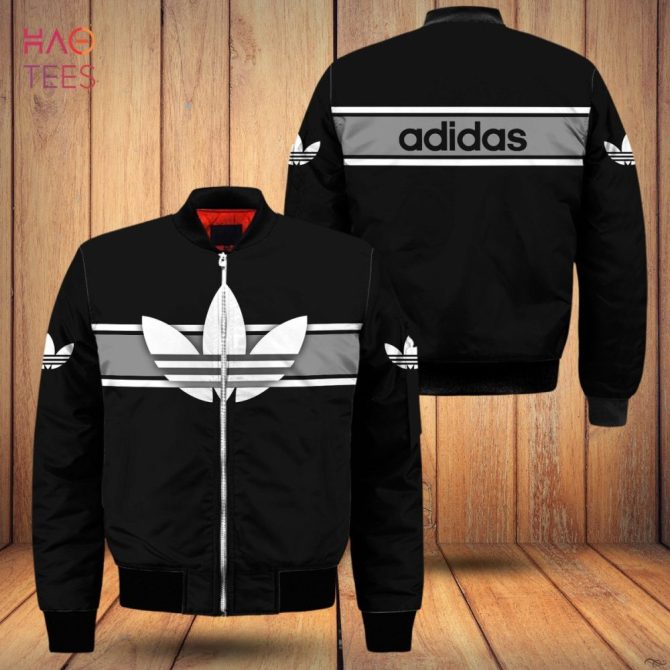New Adidas Black Mix Grey Luxury Brand Bomber Jacket Limited Edition