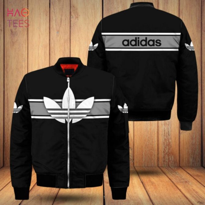 New Adidas Black Mix Grey Luxury Brand Bomber Jacket Limited Edition - Image 2