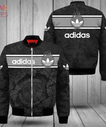 Trendding Adidas Black Grey Printing 3D Luxury Brand Bomber Jacket Pod Design