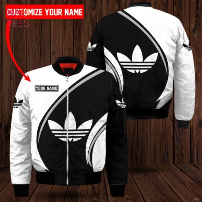 Customizable Black & White Bomber Jacket - Add Your Name For A Unique Style! - Image 2