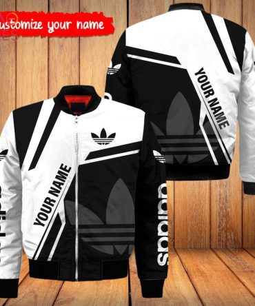 Customizable Black & White Adidas Bomber Jacket - Personalize With Your Name
