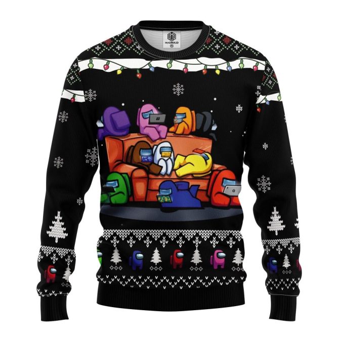 Among Us Black Ugly Christmas Sweater Amazing Gift Idea Thanksgiving Gift - Image 3