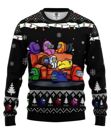 Among Us Black Ugly Christmas Sweater Amazing Gift Idea Thanksgiving Gift