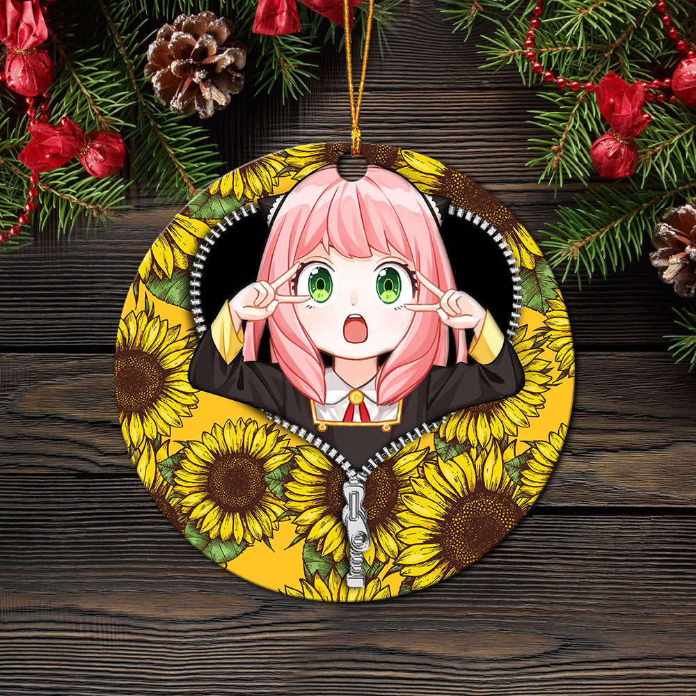 Anya Sunflower Zipper Ceramic Circle Ornament Perfect Gift For Christmas Holiday - Image 2