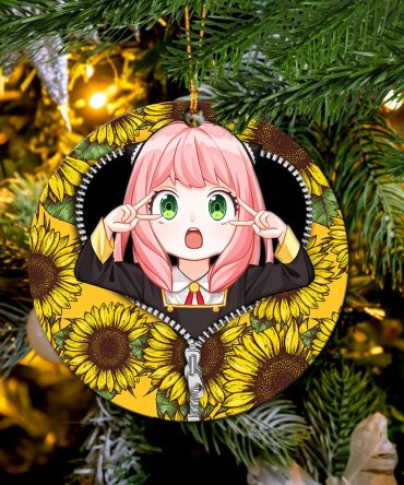 Anya Sunflower Zipper Ceramic Circle Ornament Perfect Gift For Christmas Holiday