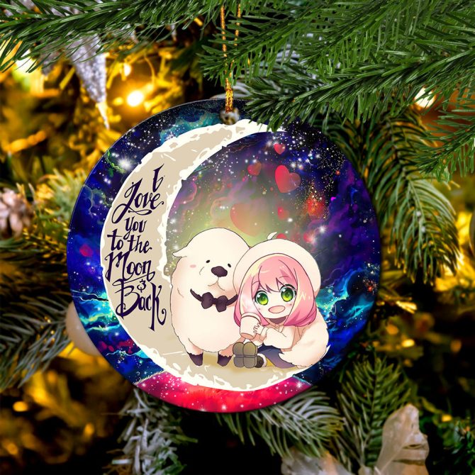 Anya Spy X Family Dog Love You To The Moon Galaxy Ceramic Circle Ornament Perfect Gift For Christmas Holiday