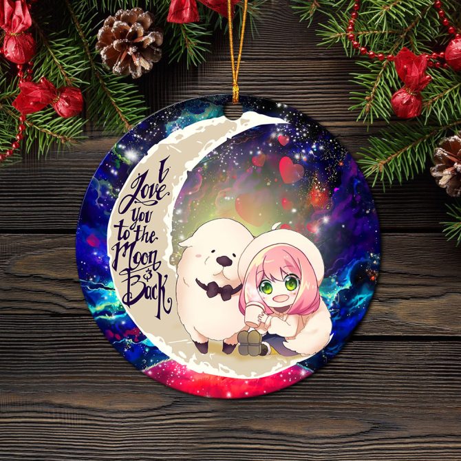 Anya Spy X Family Dog Love You To The Moon Galaxy Ceramic Circle Ornament Perfect Gift For Christmas Holiday - Image 2