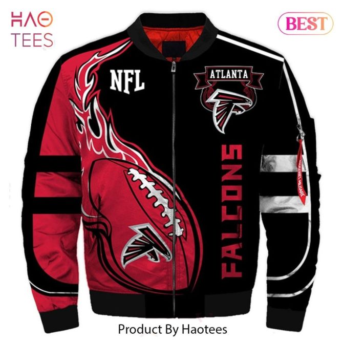 Atlanta Falcons Nfl Bomber Jacket - Stylish Flame Design, Perfect For Fans!