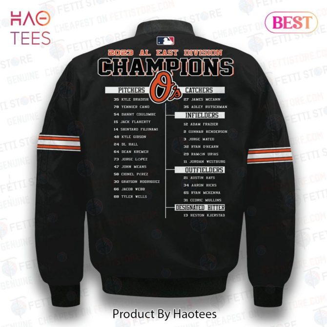 Available Baltimore Orioles Al East Division Champions Aop Bomber Jacket - Image 3