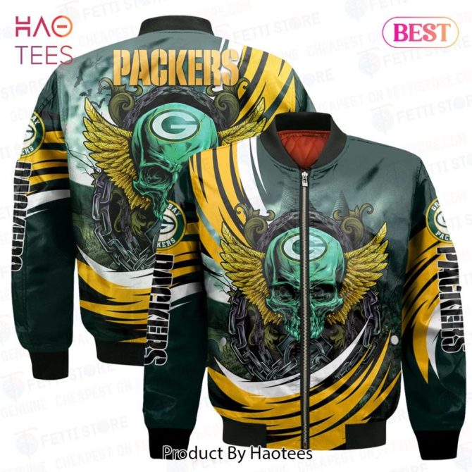 Available Green Bay Packers Halloween Magic Pattern 3D Bomber Jacket