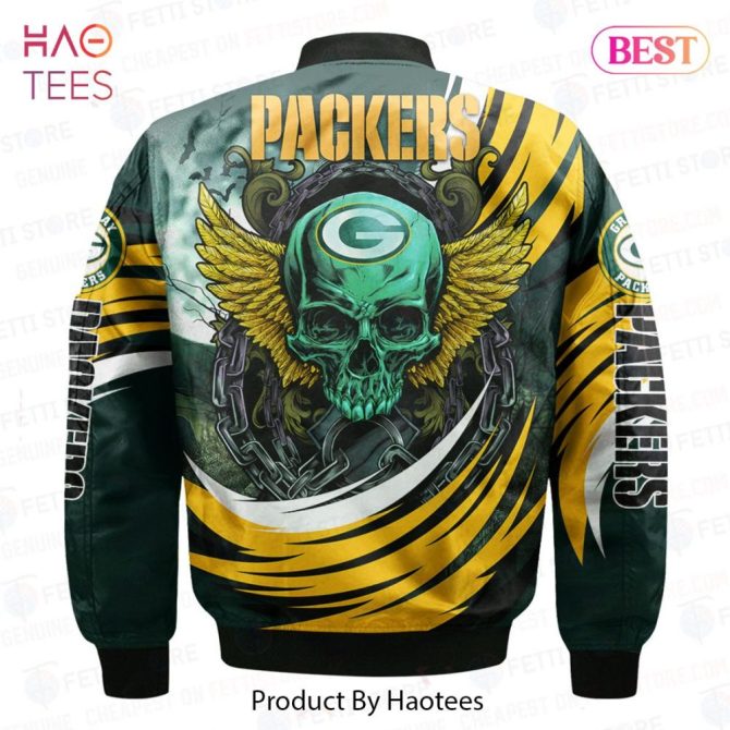 Available Green Bay Packers Halloween Magic Pattern 3D Bomber Jacket - Image 3