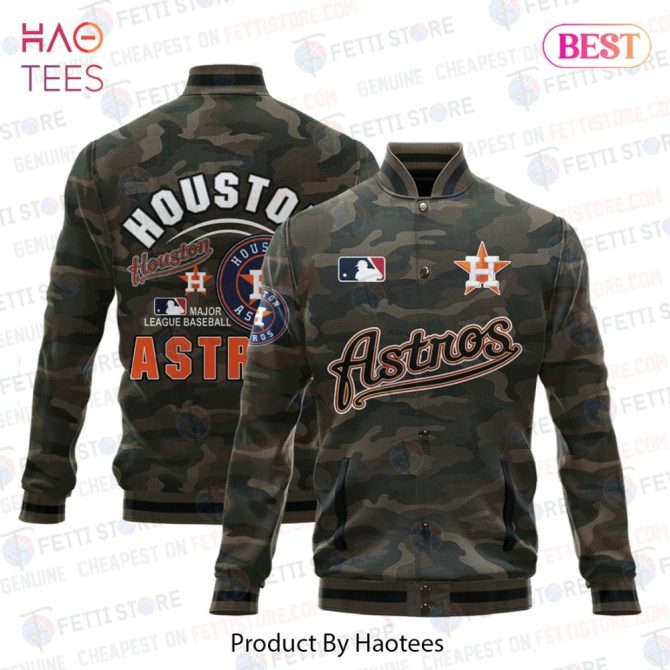 Limited Edition Houston Astros Camo Bomber Jacket - Perfect For Mlb Fans!
