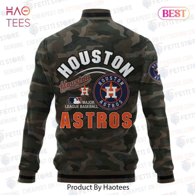 Limited Edition Houston Astros Camo Bomber Jacket - Perfect For Mlb Fans! - Image 3