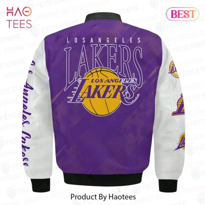 Available Los Angeles Lakers National Basketball Association Aop Bomber Jacket - Image 3