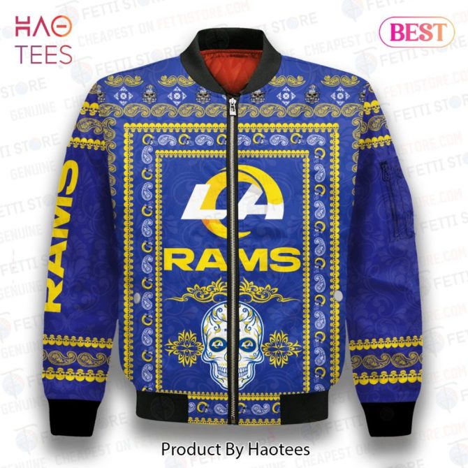 Available Los Angeles Rams Classic Pattern Nfl 3D Bomber Jacket - Image 2