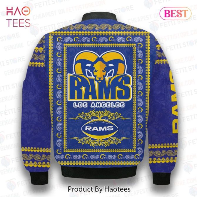 Available Los Angeles Rams Classic Pattern Nfl 3D Bomber Jacket - Image 3