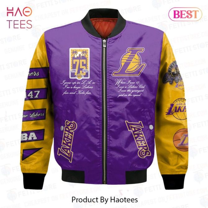 Available Los Angels Lakersnational Basketball Association Aop Bomber Jacket - Image 2