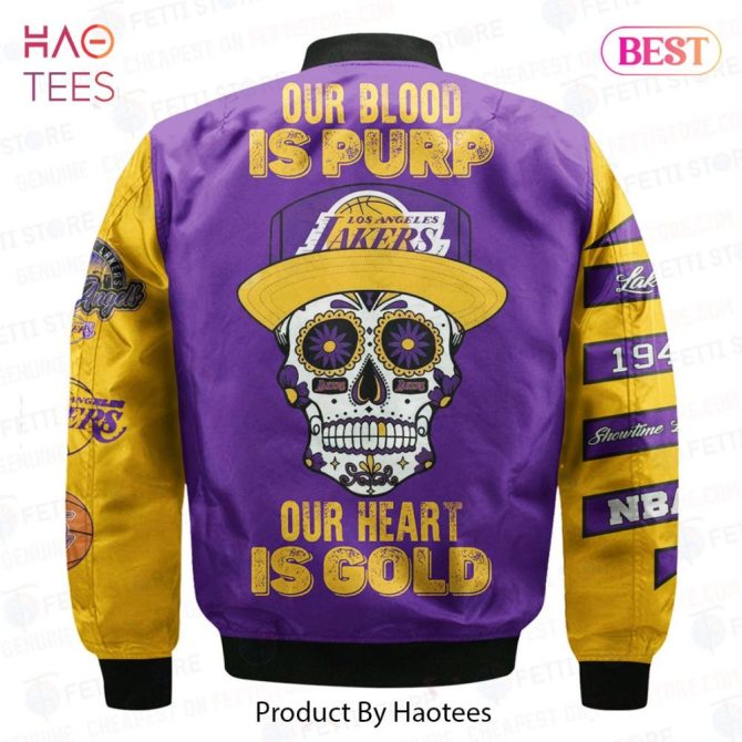 Available Los Angels Lakersnational Basketball Association Aop Bomber Jacket - Image 3