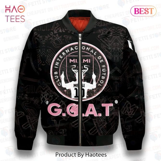 Available Messi Goat Inter Miami   Unisex Aop Bomber Jacket - Image 2