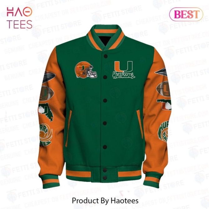 Get Game-Ready: Miami Hurricanes Varsity Jacket - Show Your Team Spirit In Style! - Image 2