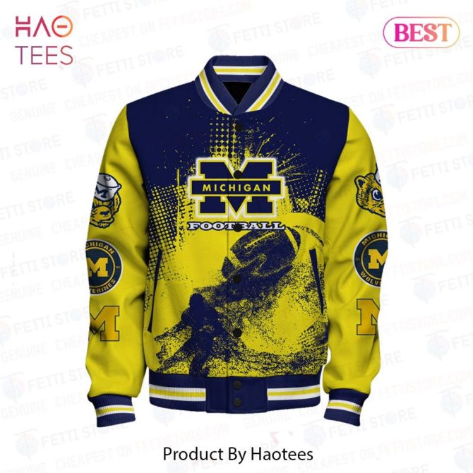 Michigan Wolverines Varsity Jacket - Bold Blue & Yellow Football Fan Gear - Image 2