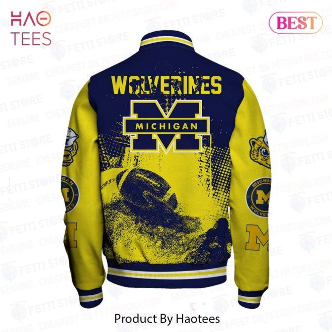 Michigan Wolverines Varsity Jacket - Bold Blue & Yellow Football Fan Gear - Image 3