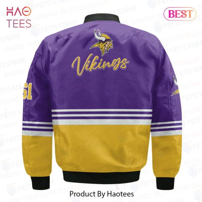 Available Minnesota Vikingsnational Football League Aop Bomber Jacket - Image 3