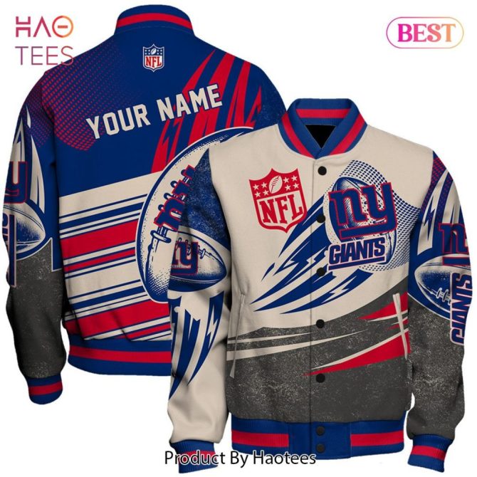Custom Nfl New York Giants Varsity Jacket - Personalized Fan Gear, Stylish & Comfortable