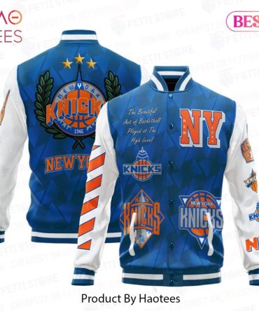 Ny Knicks Varsity Jacket - Stylish Blue & White Basketball Fan Gear