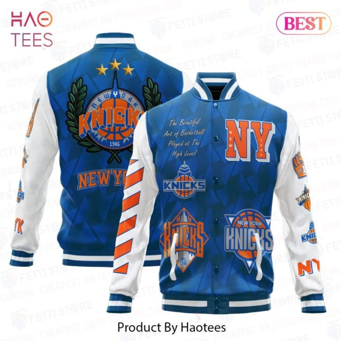 Ny Knicks Varsity Jacket - Stylish Blue & White Basketball Fan Gear