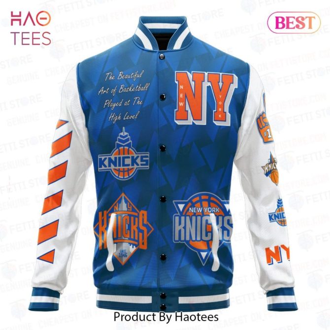 Ny Knicks Varsity Jacket - Stylish Blue & White Basketball Fan Gear - Image 2
