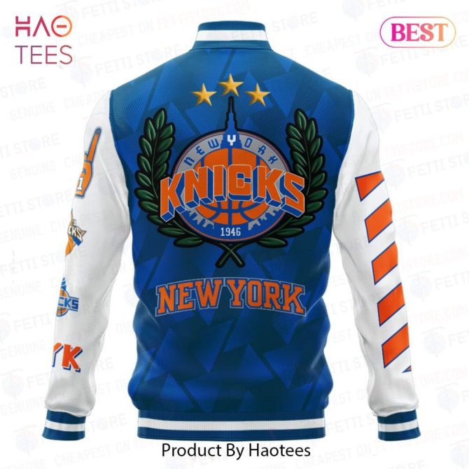 Ny Knicks Varsity Jacket - Stylish Blue & White Basketball Fan Gear - Image 3