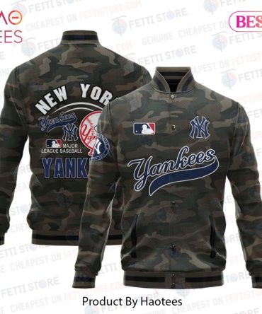 Ny Yankees Camo Bomber Jacket - Stylish Mlb Fan Gear For Men By Haotees