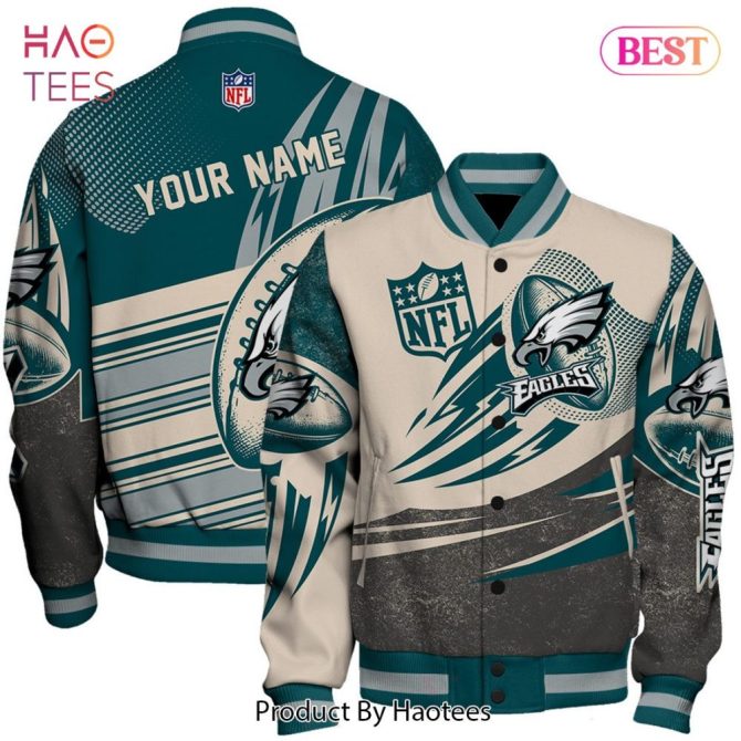 Customizable Eagles Varsity Jacket - Personalized Nfl Fan Apparel For Ultimate Team Spirit