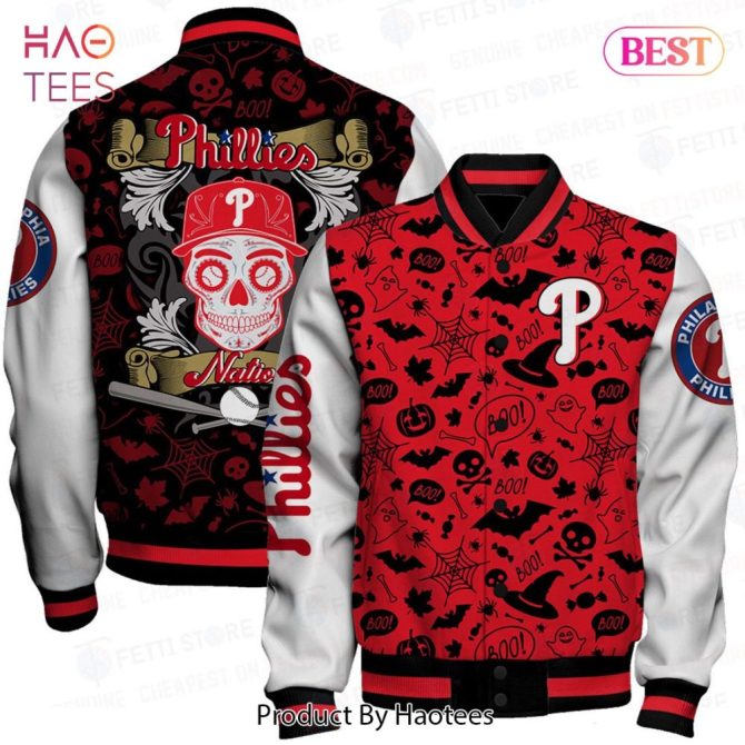 Limited Edition Phillies Halloween Varsity Jacket - Stylish & Spooky Baseball Fan Gear