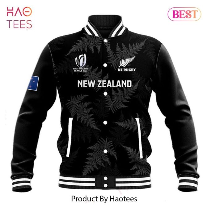 New Zealand Rugby World Cup 2023 Jacket - Unisex Varsity Style, Black & White, Limited Edition