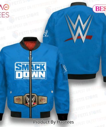 Available Wwe Professional Wrestling Smackdown Blue Championship Cool 3D Bomber Jacket