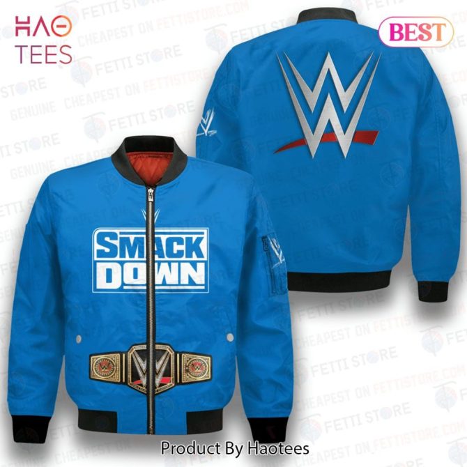 Available Wwe Professional Wrestling Smackdown Blue Championship Cool 3D Bomber Jacket