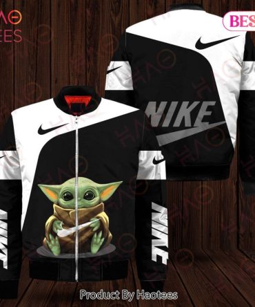 Trendy Baby Yoda & Nike Graphic Bomber Jacket - Stylish & Cozy Outerwear