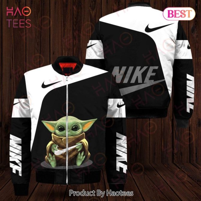 Trendy Baby Yoda & Nike Graphic Bomber Jacket - Stylish & Cozy Outerwear