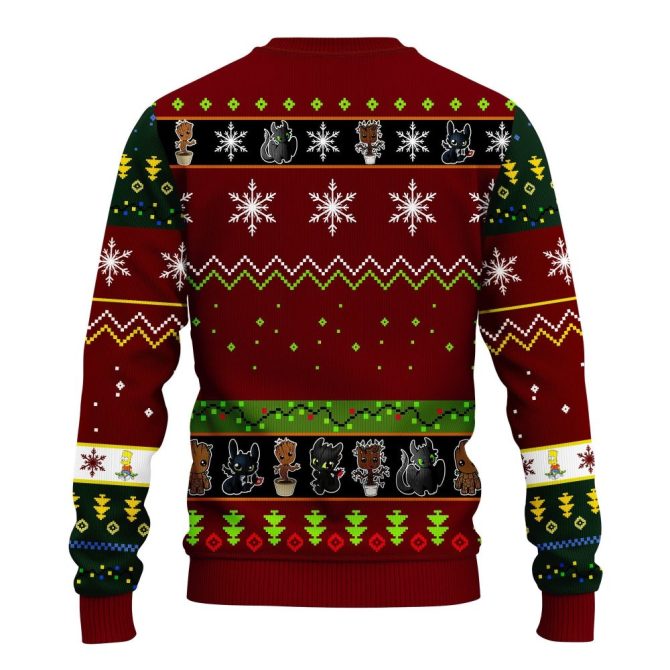 Baby Groot And Toothless Unicorn Christmas Sweater Brown Green 1 Amazing Gift Idea Thanksgiving Gift - Image 2