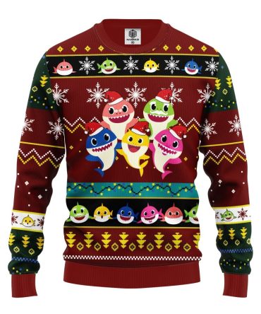 Baby Shark Ugly Christmas Sweater Red Brown 1 Amazing Gift Idea Thanksgiving Gift