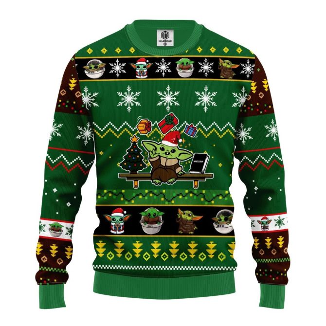 Baby Yoda Cute Ugly Christmas Sweater Green 1 Amazing Gift Idea Thanksgiving Gift - Image 3