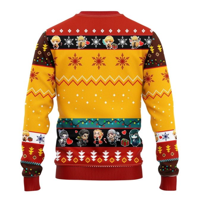 Agatsuma Zenitsu Demon Slayer Ugly Christmas Sweater Yellow 1- Amazing Gift Idea Thanksgiving Gift - Image 2
