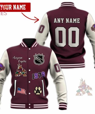 Custom Arizona Coyotes Varsity Jacket - Personalize Name & Number - Nhl Fan Gift